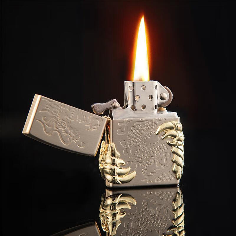 创意老式复古砂轮浮雕防风煤油打火机古老加油打火机个性黑漆光板火