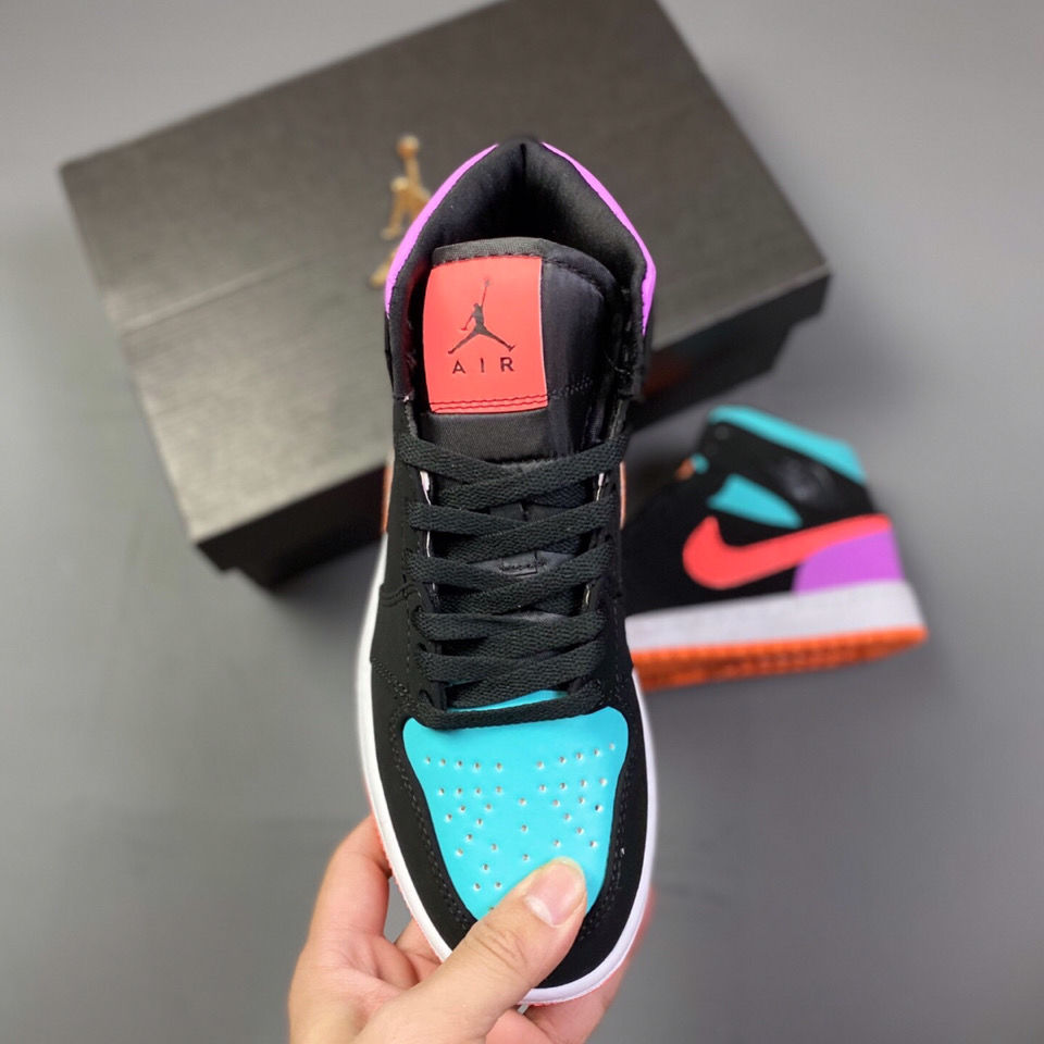 mid糖果鸳鸯拼色中帮乔1篮球鞋男女运动板鞋情侣鞋554725-083 主图 36