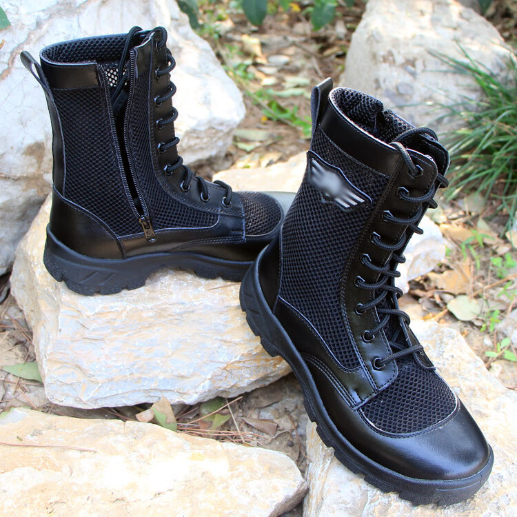 夏季男女高帮拉链网眼透气战靴户外超轻安检鞋作训靴工装靴保安靴迷靴