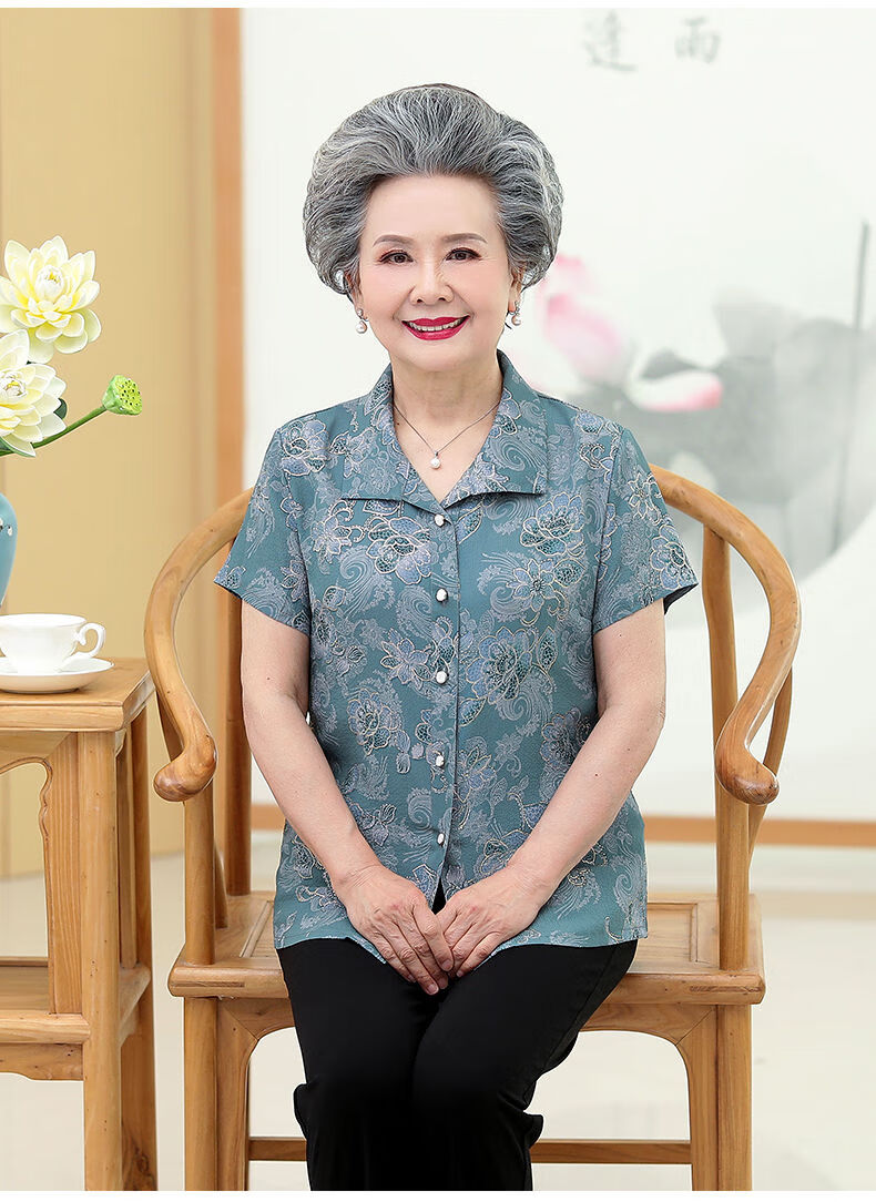 女装衬衫新款奶奶装夏装女衬衫60岁70中老年女装妈妈装老太太上衣夏季