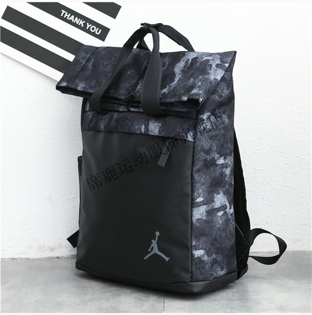 jordan乔丹aj熊猫双肩包飞人户外运动背包男女学生书包学院风电脑包