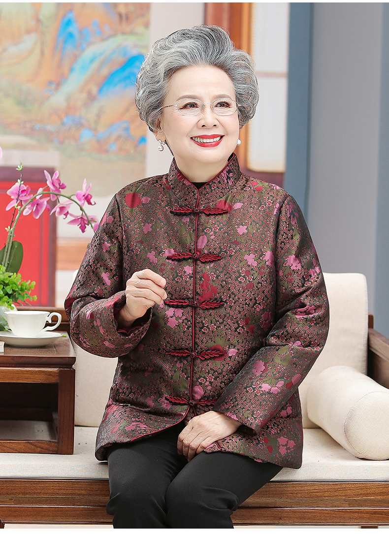 雅格罗伊老太婆羽绒服奶奶女老人60岁70中老年人冬装外套妈妈老太太