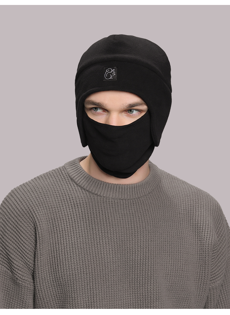 新品防风套头帽帽子一体男秋冬季护脸保暖户外骑车女士防风防寒抓绒