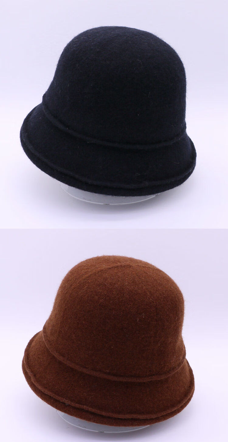 韩版羊绒小礼帽可折叠字母刺绣羊毛呢帽秋冬季女士卷边礼帽浅灰色5658