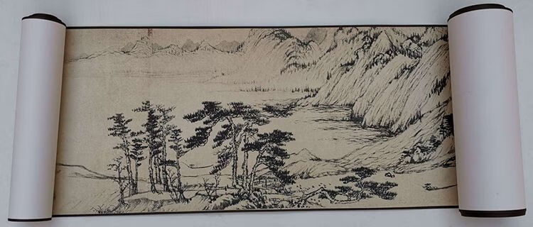 山居图国画长卷高清晰临摹装饰画名画故宫博物院纪念品礼品 布艺装裱