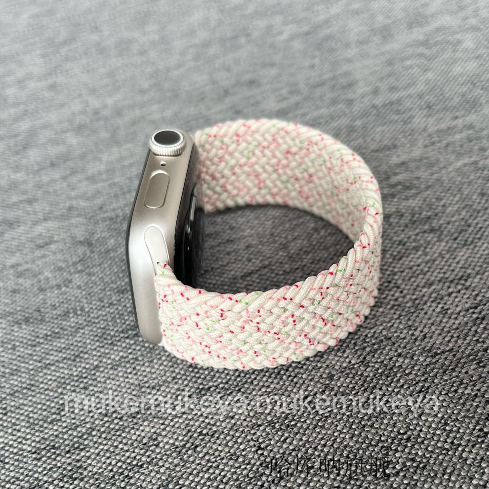 iwatch表带夏天 苹果手表 春樱色单圈编织apple watch7 6/5/4/3/se