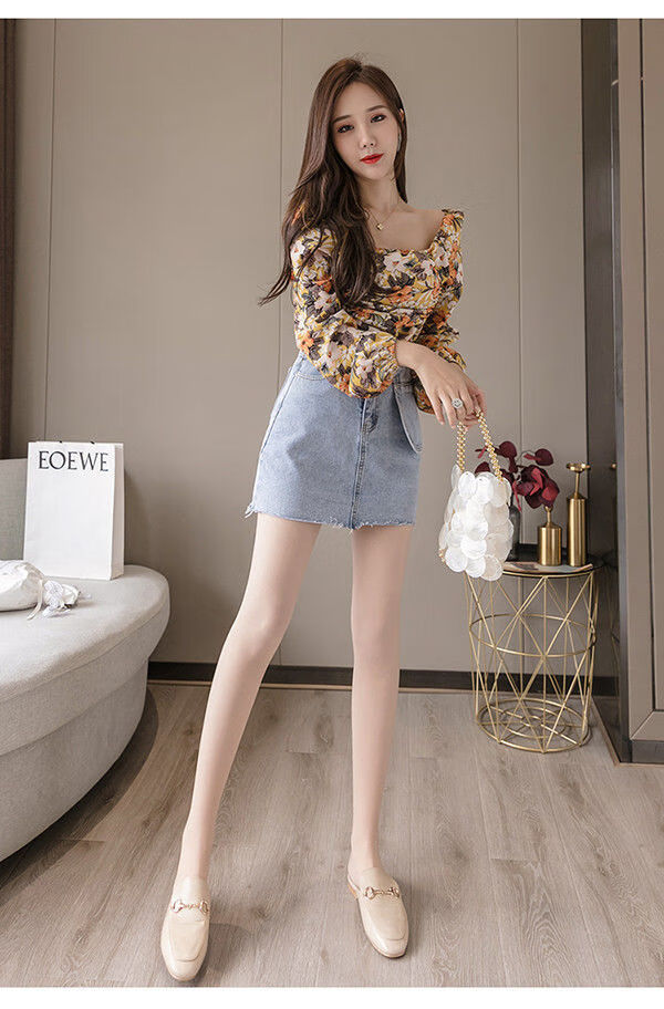 浪莎官方2022新款超薄马油袜女夏不勾丝连裤袜外穿薄款光腿神 高腰