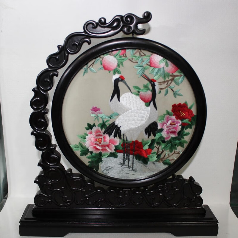 双面绣品牌: 芸婷 商品名称:苏绣摆件松鹤延年苏绣手工刺绣苏州刺绣