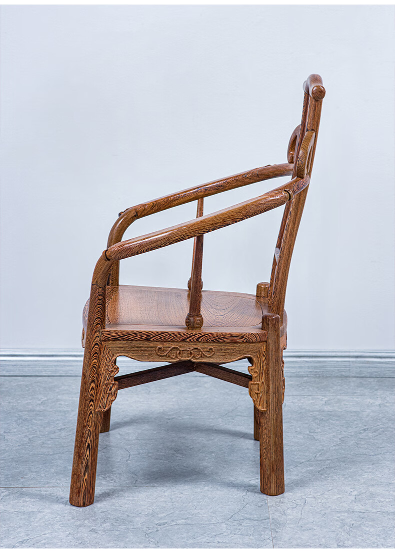 全友品质家具木卷书椅腰形座椅中式实木仿古官帽椅靠背椅圈椅客厅