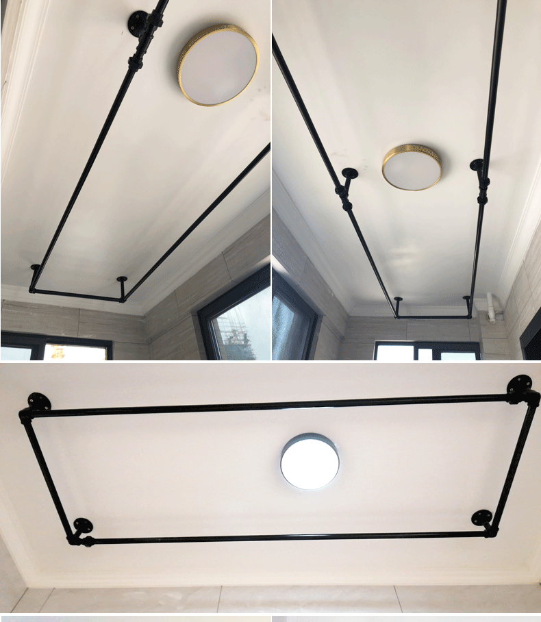 吊顶打孔晾衣杆晾衣杆阳台顶装固定式晾衣架凉衣捍天花板打孔吊顶双杆