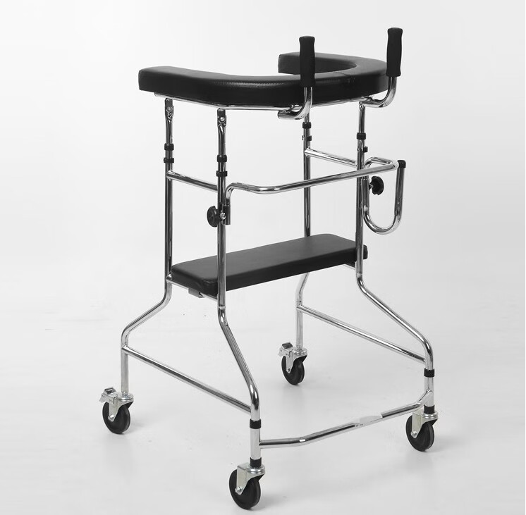 老人助行器学步车康复走路偏瘫训练器材老年辅助行走器 lu型六轮女款