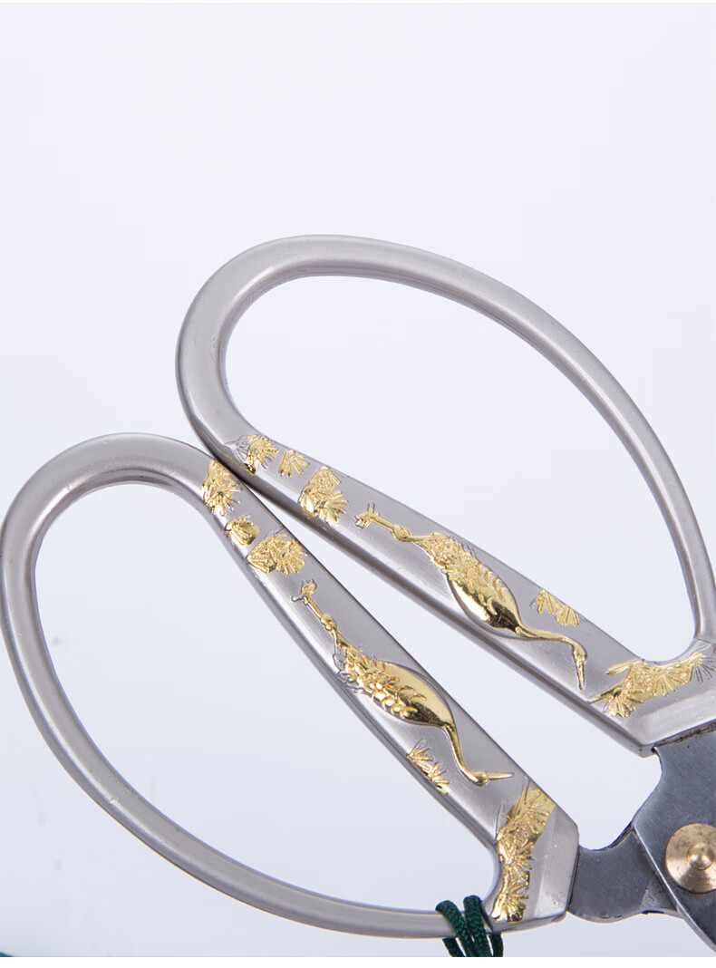 煜釜双仙鹤茶叶剪刀中号带流苏不锈钢茶叶剪刀茶具剪刀大红色