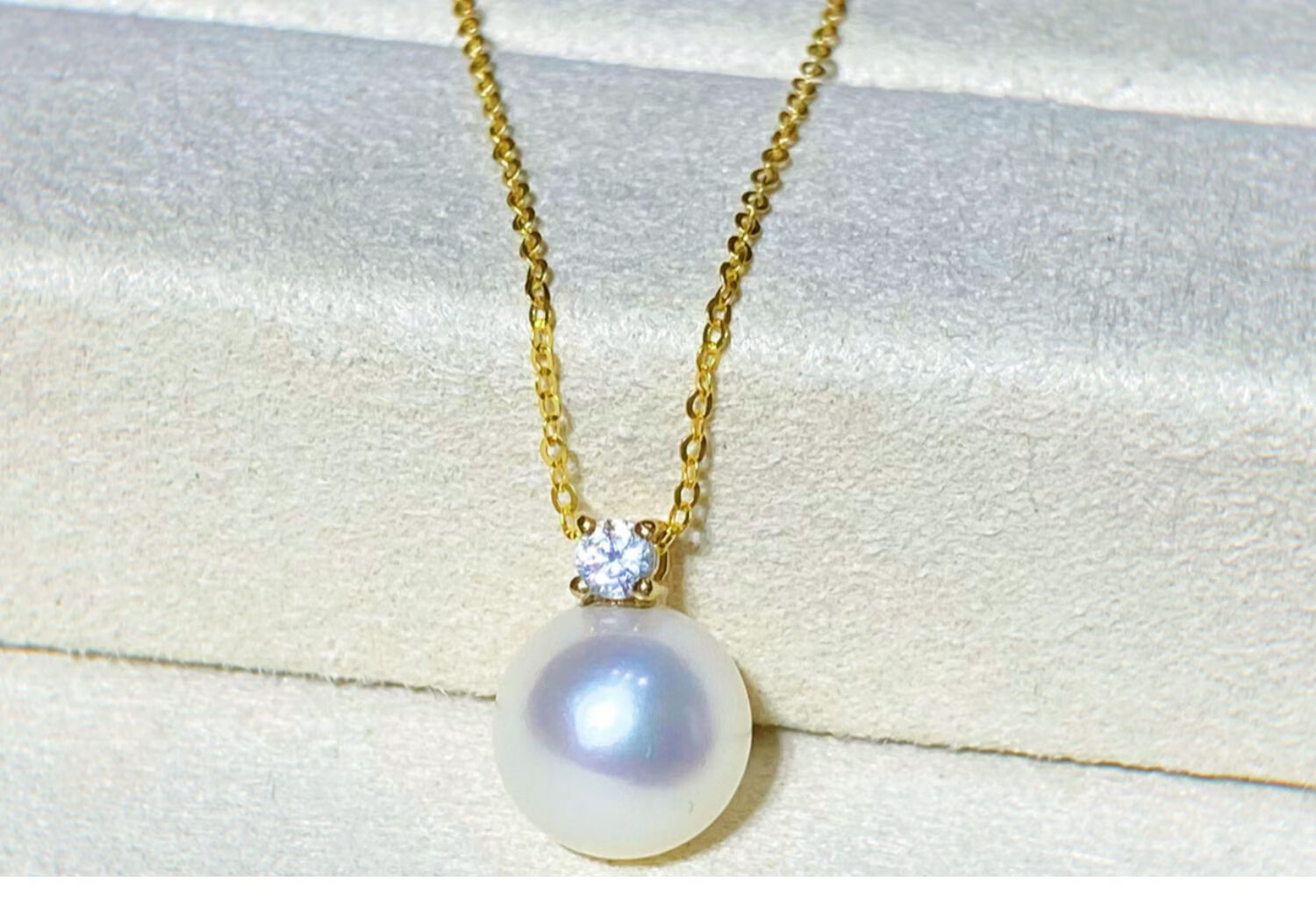 高端品质18金项链配海水日本珍珠项链天女级戴妃王妃款单颗吊坠正圆