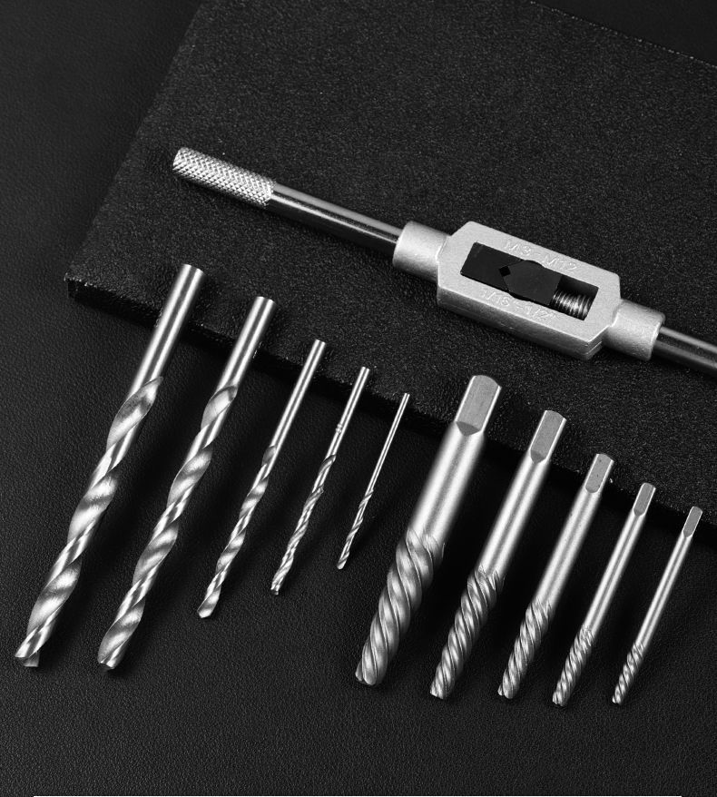 新款断头螺丝取出器滑牙取断螺丝汽车维修工具反丝倒丝器工具绿盒11