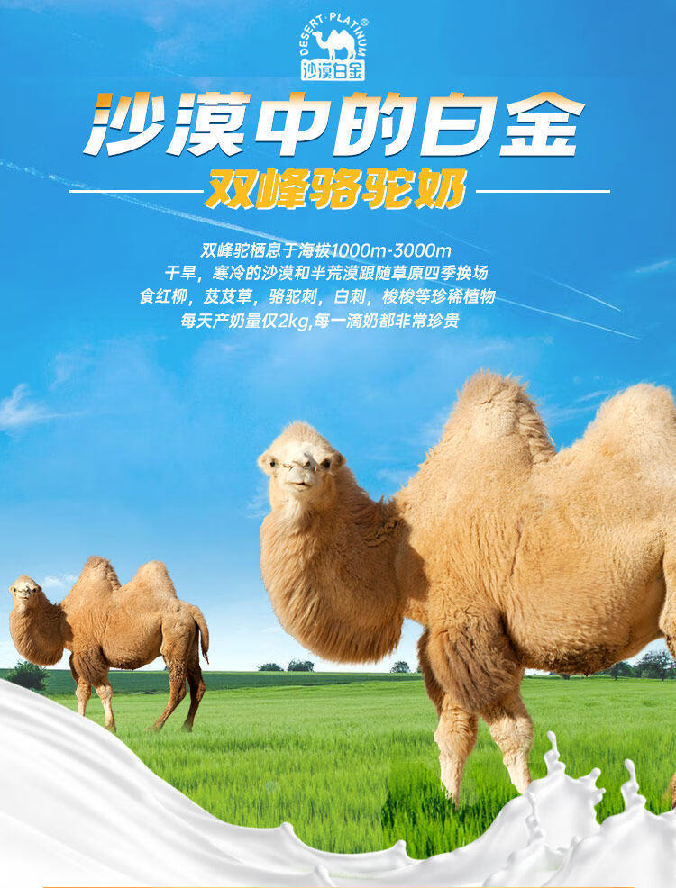 新疆沙漠白金驼奶粉 骆驼奶粉纯骆驼奶粉高钙奶粉无蔗糖 2罐 沙漠白金