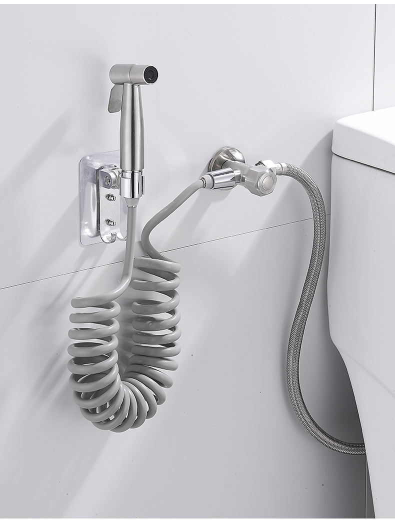 马桶喷枪水龙头妇洗厕所水枪卫生间清洗伴侣冲洗器家用高增压喷头c1银