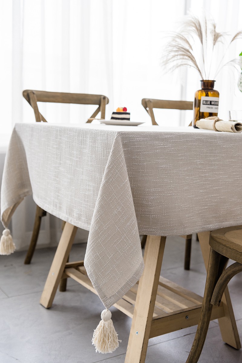防水防油桌布北欧棉麻酒店会议室大桌布素色禅意茶几布长方形简约 裸