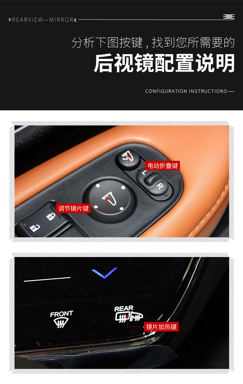 适用本田缤智xrv炫威左右倒车后视反光镜1520年款外壳罩总成配件3线