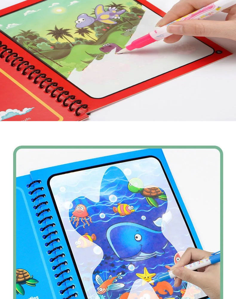 神奇水画本叶罗丽女孩反复使用清水涂鸦公主宝宝儿童神奇水画笔和水