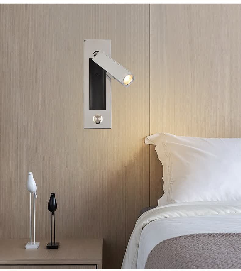 opudg简约酒店卧室床头灯壁灯 室内嵌入式按压开关led阅读壁灯 圆形