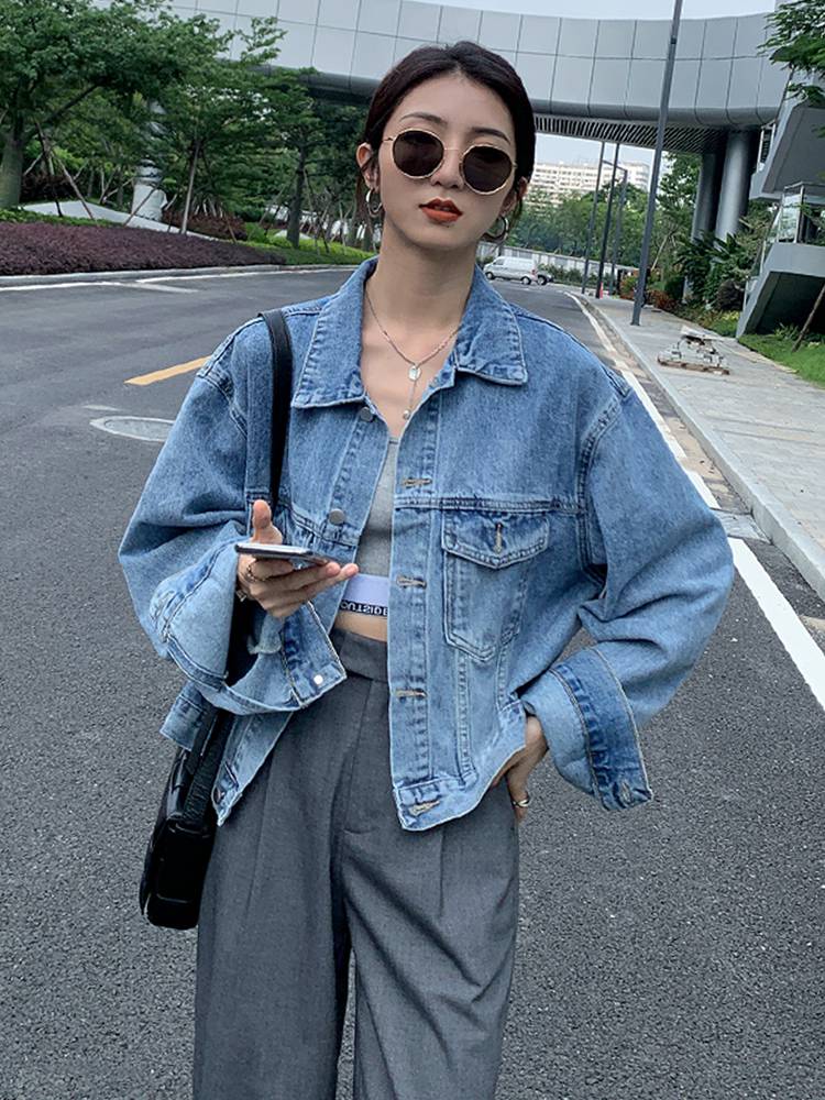 小个子短款2021季新款韩版宽松bf慵懒小香风上衣外穿外搭网红女士休闲