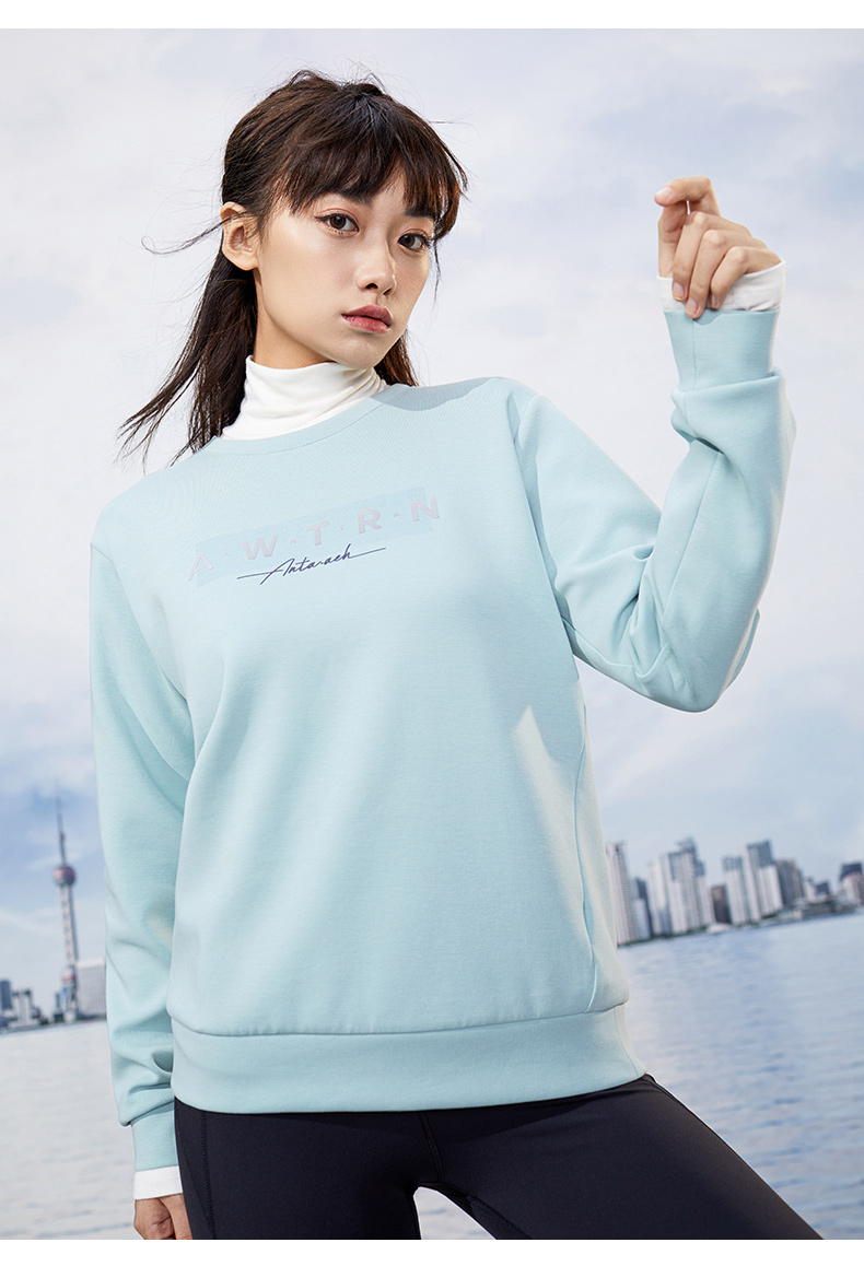 商场同款安踏优可丝套头卫衣女装2021新款秋季圆领宽松运动上衣官方