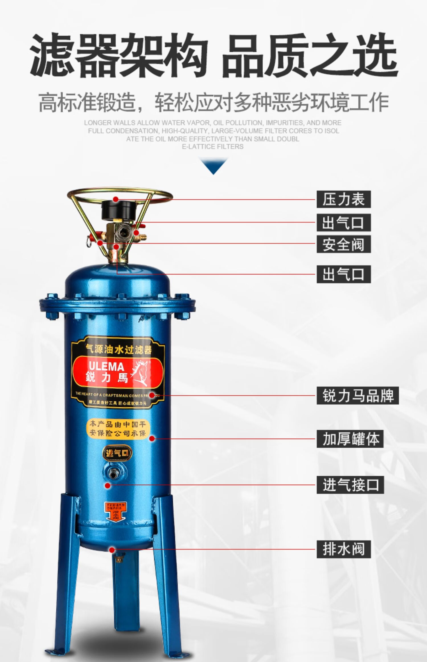 氣泵空壓機過濾器除水淨化器壓縮空氣油水分離器噴漆乾燥罐 ul-fs10