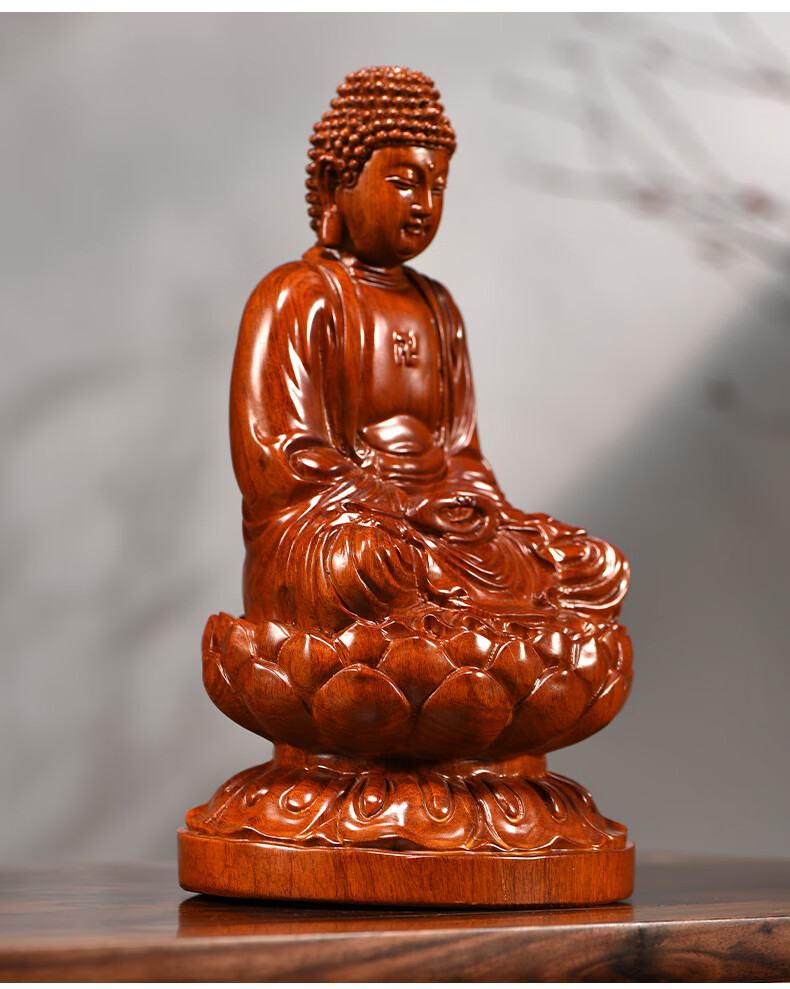 匠令花梨木雕释迦摩尼摆件实木释迦牟尼佛供奉家居客厅雕刻红木工艺品