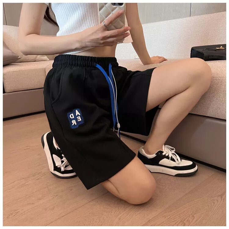 ader官方旗舰韩国短裤夏季迷宫字母刺绣宽松五分裤休闲男女潮牌 白色