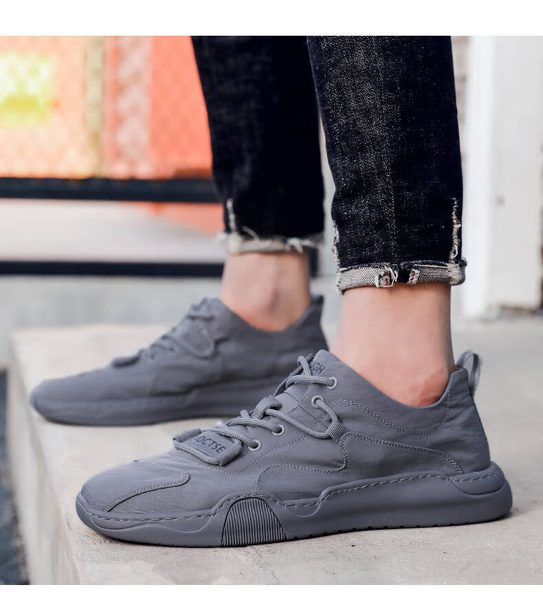 蒂尚dishang飞行员冰丝布鞋透气男鞋休闲帆布鞋缓震鞋散步开车鞋【抖