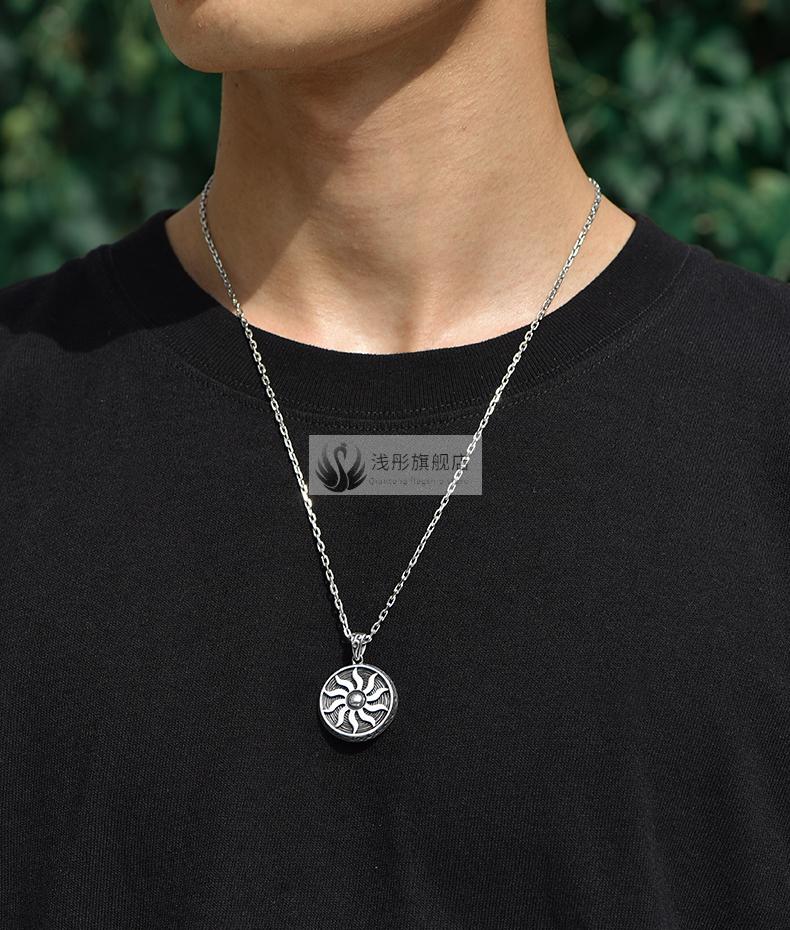 送男朋友的太阳项链男士潮牌复古吊坠潮人嘻哈简约百搭时尚圆牌挂饰浅