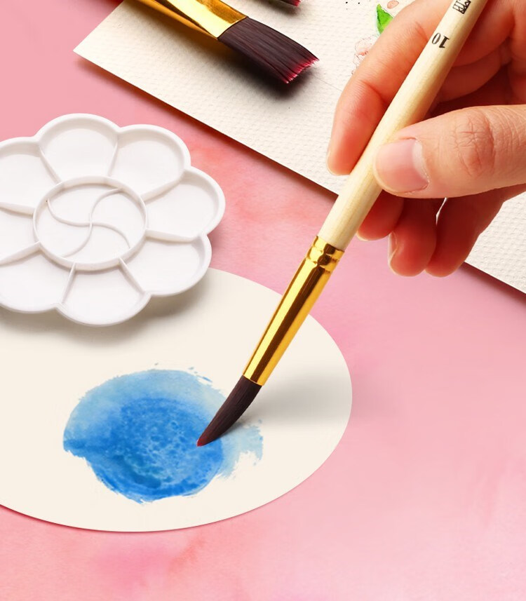 专用套装涂绘扁头笔刷扇形排笔油画油漆笔水彩绘画中号 通用套装(水粉