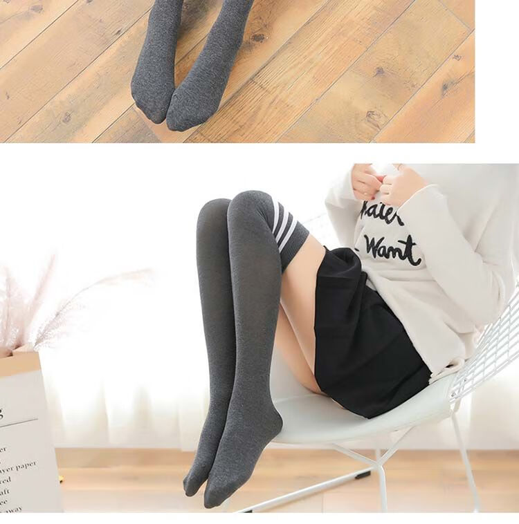 女士长袜美腿袜长筒袜子女学生韩版秋冬过膝袜日系学院风显瘦中高筒堆