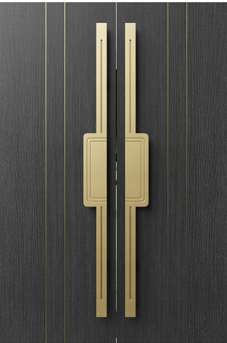 新中式大门拉手轻奢酒店双开木门门把手推拉门玻璃门扶手定做 磨砂黑