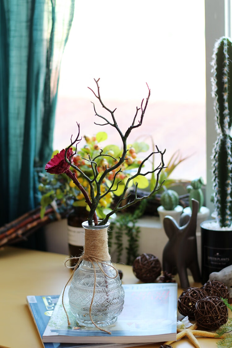 仿真枯树枝仿真树枝艺术装饰树枝树干插花摆件搭配花艺仿真枯枝绿色35