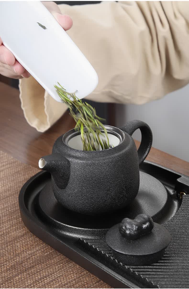 小茶盘一人用唐丰粗陶两极干泡茶盘两人用简易蓄水茶海小型功夫茶托盘