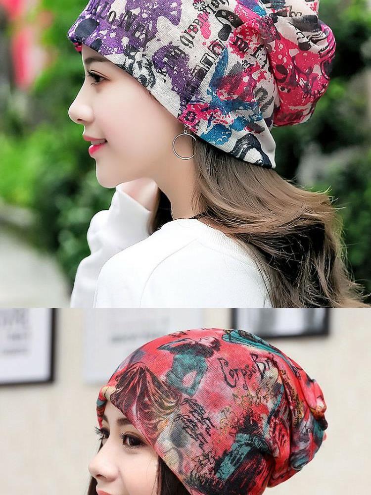 木季云2022春上新纱巾帽女薄款帽子女春夏光头透气帽女薄纱巾睡帽室内
