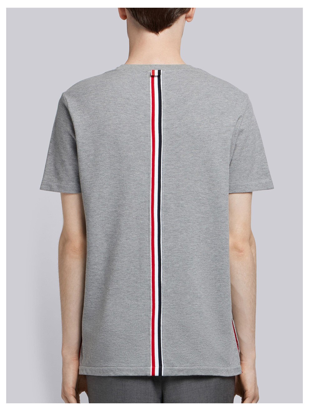 thom browne 汤姆布朗男装 男女通用棉质条纹拼饰短袖t恤衫 mjs056a