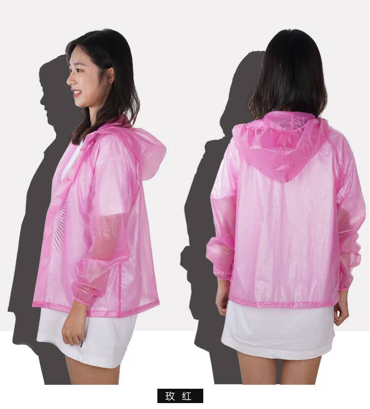 雨衣上衣单件超薄 弹性tpu-防护门襟开衫短款雨衣上衣一件暴雨防水防