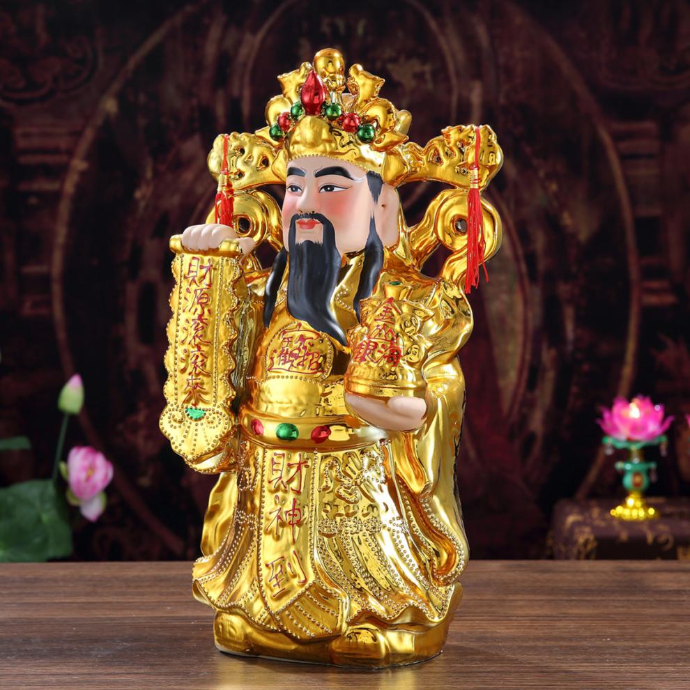 财神爷陶瓷佛像 文财神爷站财神爷神像摆件家庭店铺供奉 14寸高度35