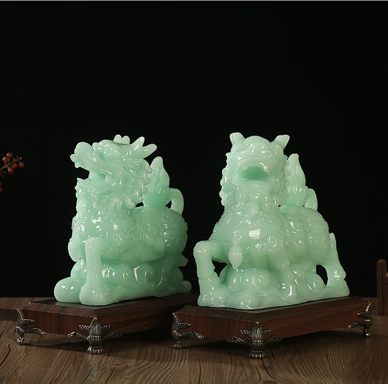 摆件纯铜镇i宅山海镇玉石一对家居镇i宅装饰品客厅风水吉祥物摆设开业