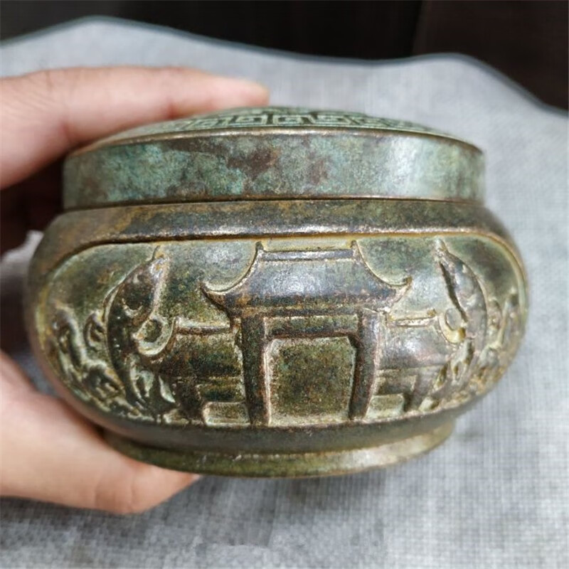 怀旧老物件古玩铜器古董收藏仿古纯铜花开富贵鲤鱼龙门香薰炉铜炉老货