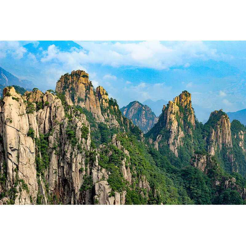 高山有山无水靠山图青山蓝天白云风景装饰画客厅办公室风水壁画 v55