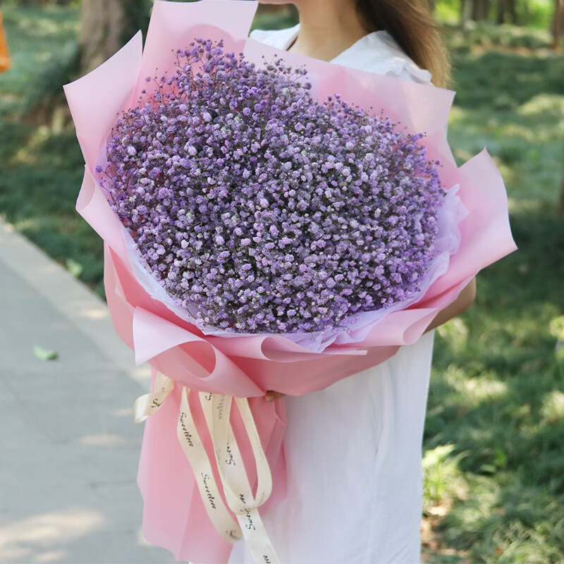 鲜花礼盒花束送闺蜜朋友老婆生日礼物全国花店同城送花蓝色满天星皇冠