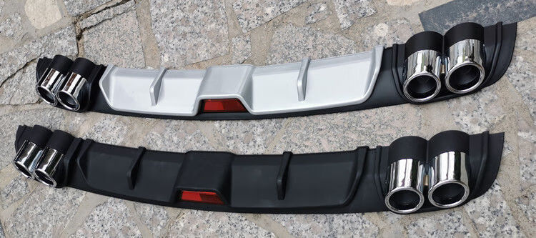 碳纤压纹扰流板鲨鱼鳍后保险杠导流板四出128cm假四出亚光黑色后扰流