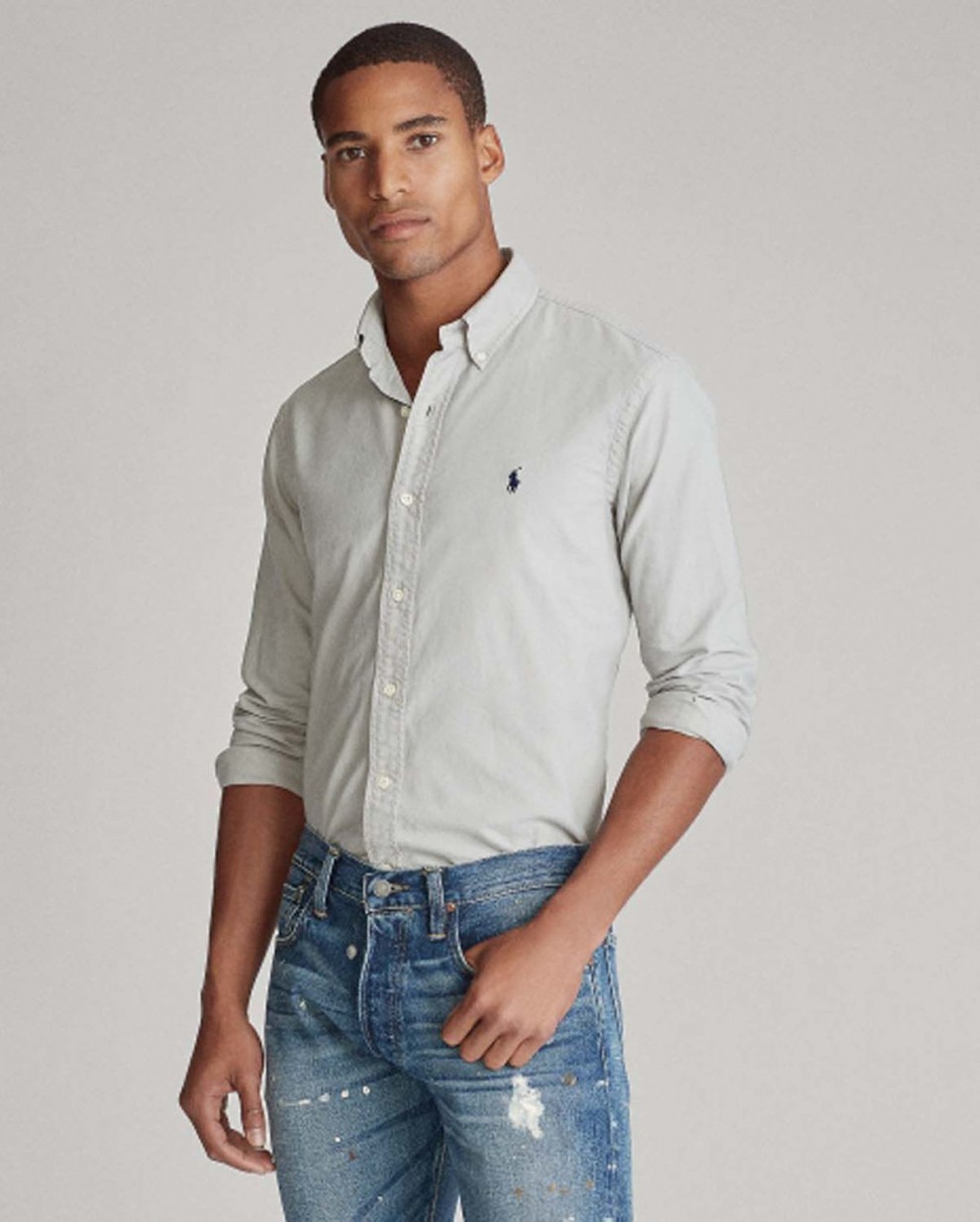 美国保罗polo衬衫男长袖立领小马衬衣商务休闲百搭上衣枣红s建议100