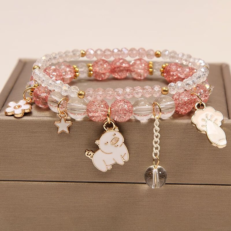 伴生福儿童手链女公主水晶手环闺蜜一对松紧带甜美小学生日礼物手串手