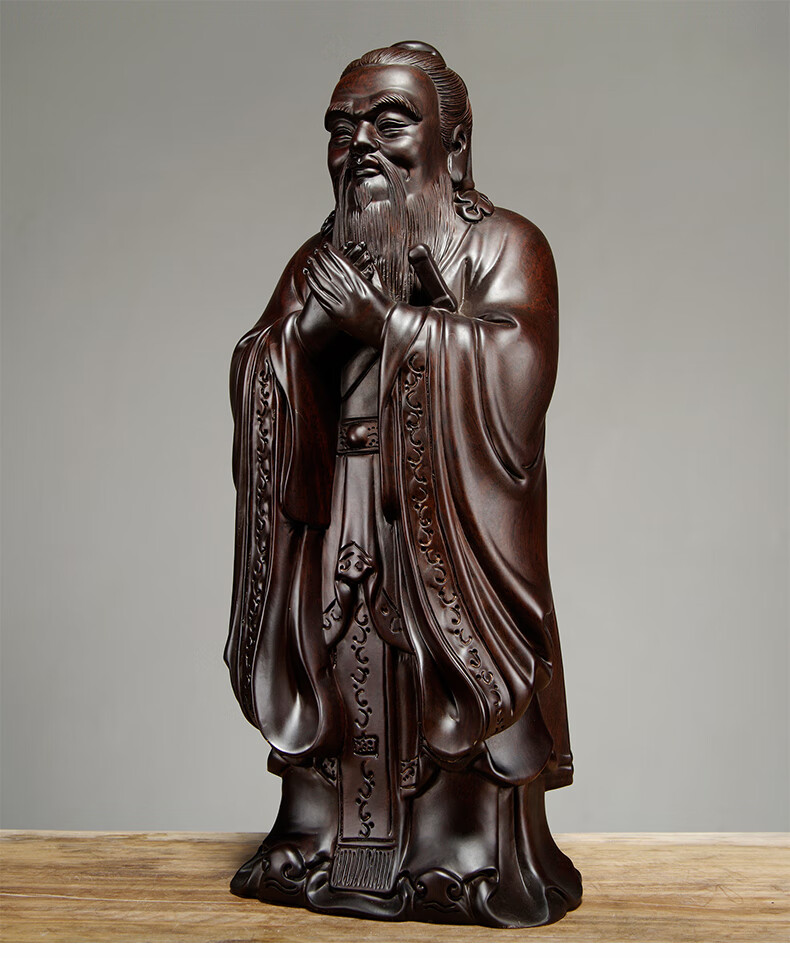 孔子的雕像实木质雕刻孔子雕像摆件孔子佛像孔子像学业孔夫子教师节