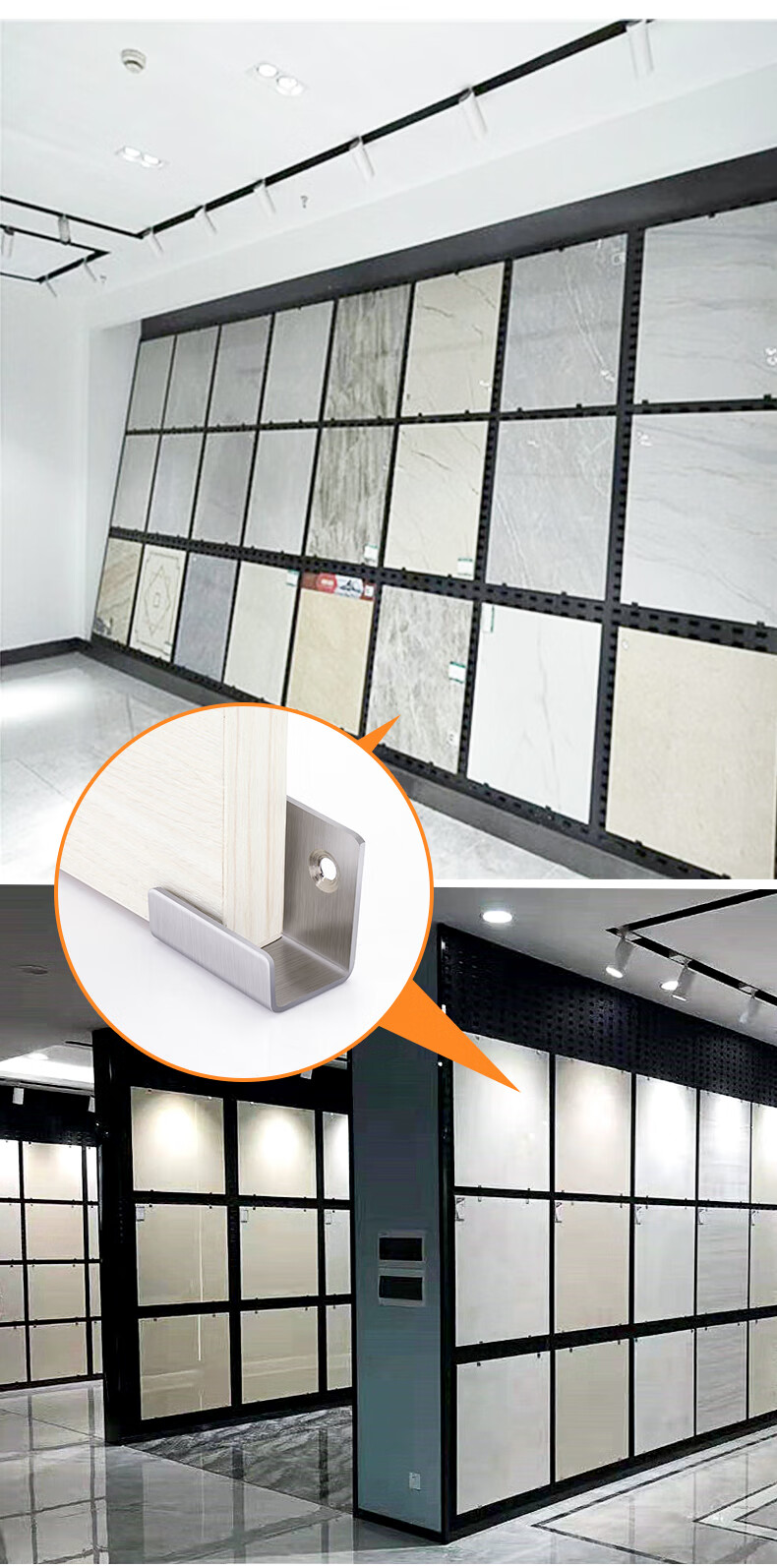 登尼司不锈钢瓷砖挂码置物墙面挂钩瓷砖固定方形挂件干挂件支架相框