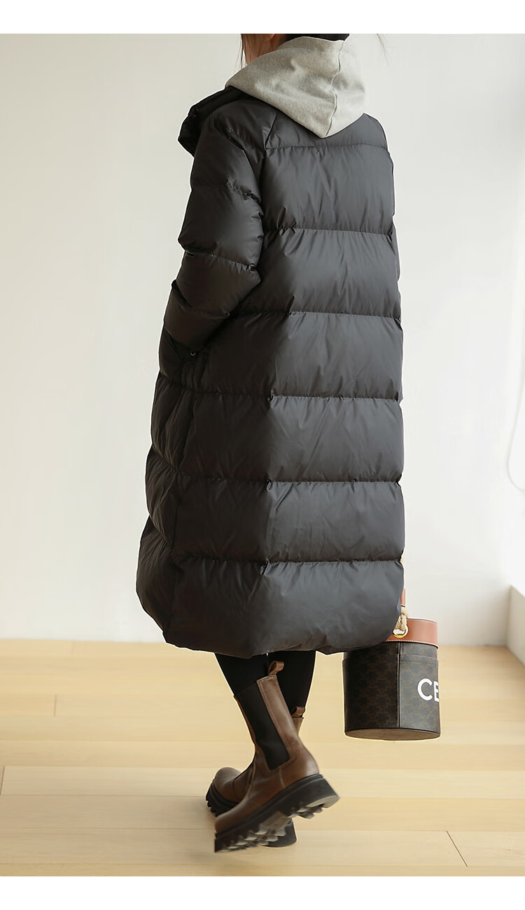 嘉茱莉羽绒服加厚2021年新款女品牌中长款过膝韩版宽松保暖白鸭绒冬季